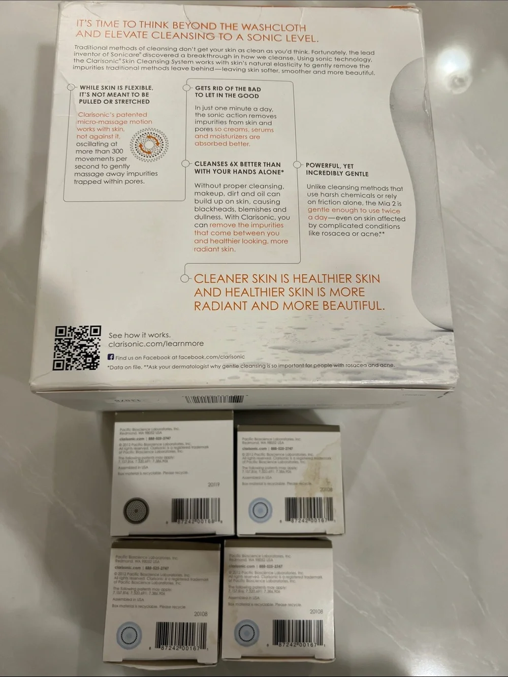 NEW Clarisonic Mia2 Facial Cleansing System with 4 extra Replacement Brush Heads